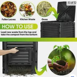 80 Gallon Garden Composter Bin Fast Creation of Fertile Soil Compost Bin Outdoor