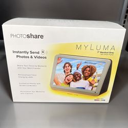 MyLuma 7" PhotoShare WiFi Digital Picture Frame with built-in LEDs in Stardust Grey
