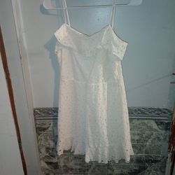 White Eyelet Ruffle Mini Dress