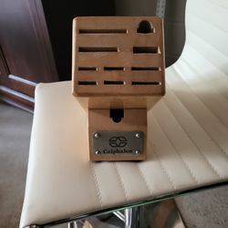 Calphalon 11 Slots Wooden Knife Block Holder Metal Logo Emblem