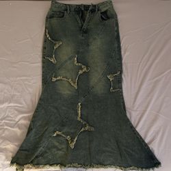 Denim maxi skirt
