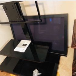 TV Stand With Glass Shelves. 