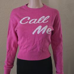 No Boundaries Hot Pink "Call Me" Cropped Sweater (Size XXS 00)