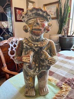 Mayan Aztec Inca Art Clay Terracotta Figurine Sculpture 16.5 Inches Tall
