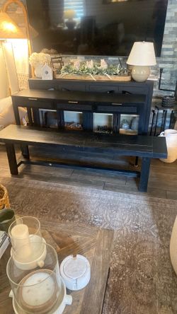 Pottery barn reed dining bench