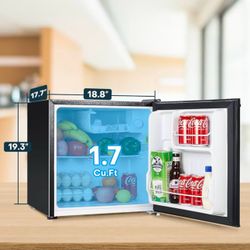 1.7 Cu.ft Mini Fridge with Freezer, Dorm Essentials, Adjustable Thermostat, Energy Saving, Low Noise, Single Door Compact Refrigerator for Dorm, Offic