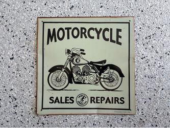 Vintage 2004 INDIAN Gasoline Motorcycle Sales & Repair Tin Sign. 12x12. Patina.