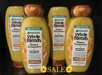 (PACK OF 4) GARNIER WHOLE BLENDS 🍯 HONEY SHAMPOO & CONDITIONERS