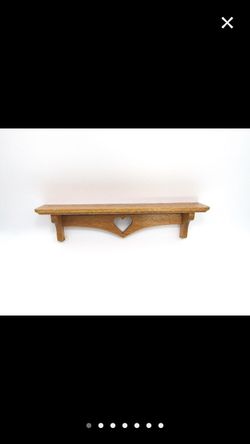 Vintage Solid Oak Wood Shelf with heart Cutout