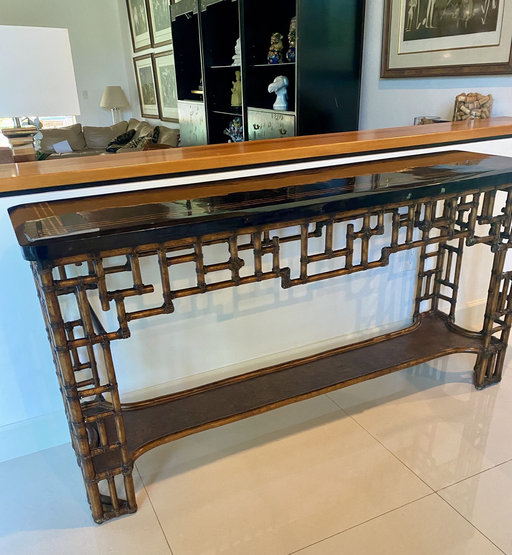 Rare And Exquisite Bamboo Console Table