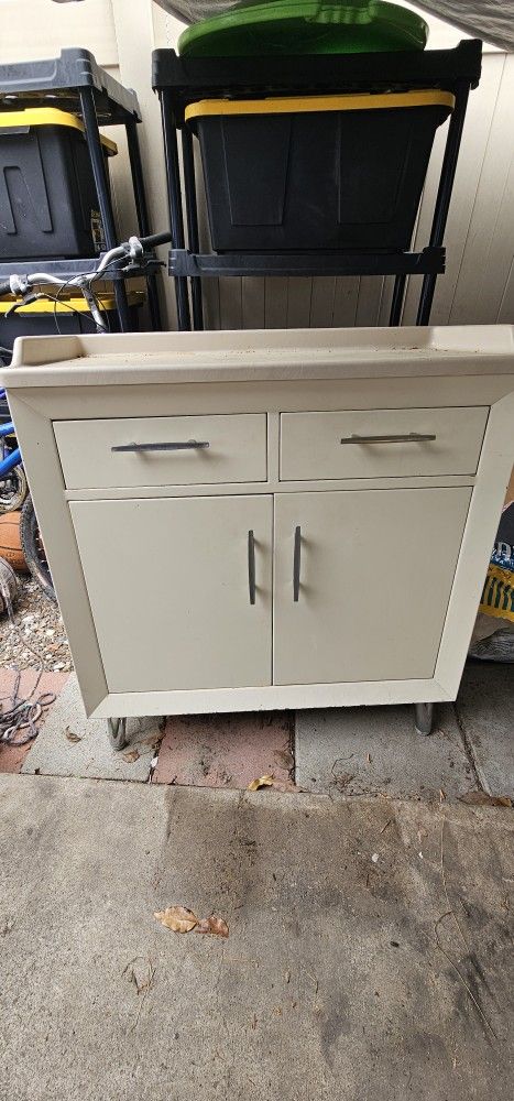 Antique Hospital Metal Storage Cabinet