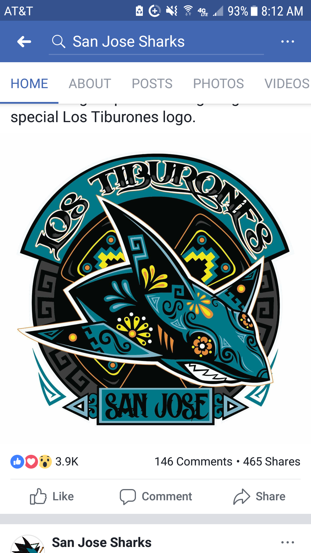 San Jose Sharks - This year's Los Tiburones jersey