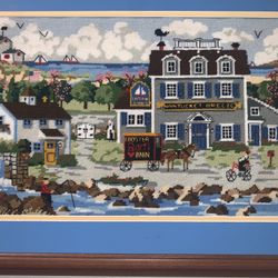 VTG. NEEDLEPOINT FRAMED PICTURE-1990’s