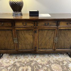 Antique Chair, Set Of Leather Chairs, Credenza, Lamp, Area Rug