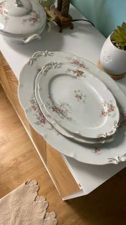 Vintage Floral Porcelain Oval Serving Platters Set