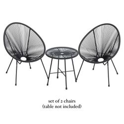 Black Outdoor Chairs - Set Of 2 - Similar Style Of CB2 Acapulco Chairs 