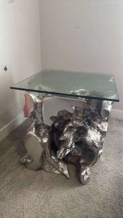 ZGallerie Sequoia Silver Sculptural Glass End Table