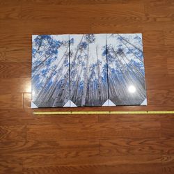 3 Panel Wall Art Blue Trees