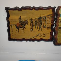 Authentic Western Pics On Wood Frames $20 Each All Three For $40