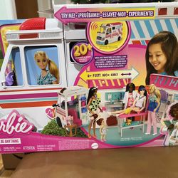 ​​​Barbie Playset with 20+ Accessories, Emergency Vehi​​cle Transforms into 2+ Foot Hospital with Lights and Sounds, Care Clinic​​​​​​​​