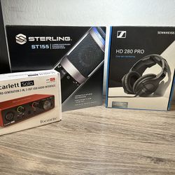 Kit Of Sterling ST155 Microphone, Sennheiser HD280 PRO Headphones & Scarlett Solo 