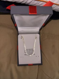 Lab Created White Sapphire Sterling Silver Adjustable Tennis Necklace
