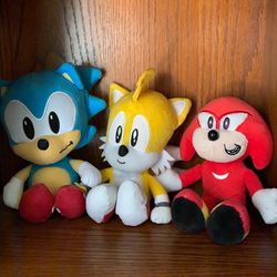 Sonic Tails and Knuckles Plushies