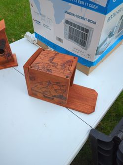 Handmade Wood Box with Pyrography Art