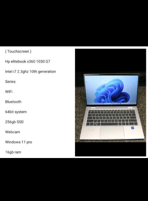 ( Laptop ) ( Touchscreen ) 

Hp elitebook x G7 

Intel i7 2.3ghz 10th generation 

Series