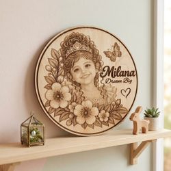 Personalized photo engraving wooden sign & portraits