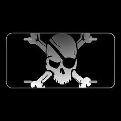 License Plate Novelty Car Front Skull Crossbones Pirate Flag Fade