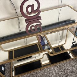 Gold Color Mirrored  Metal TV Stand