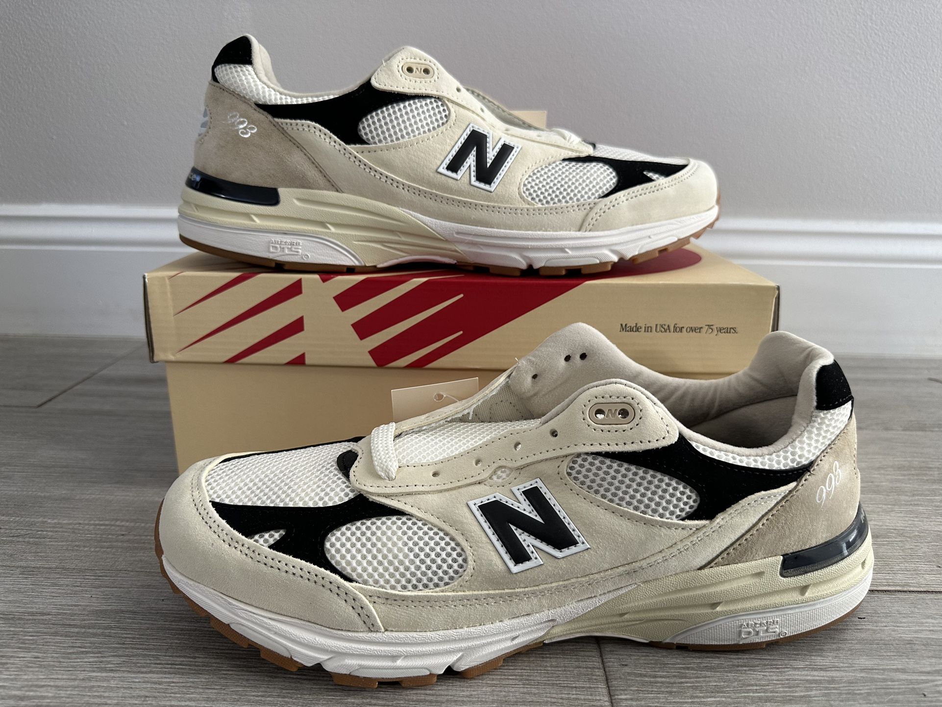 Teddy Santis x New Balance 993 Made in USA U993WS Sea Salt Black Size 12 Shoes New w/ Box