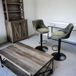 Bar Cabinet + 2 Bar Stools + Coffee Table – Matching Set