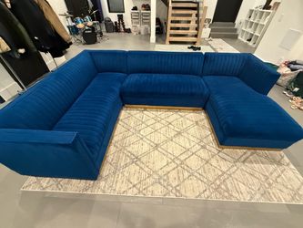 Royal Blue Velvet Sofa U shape