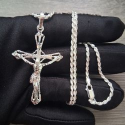 Cadena Y Crucifijo Plata 925 