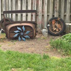 Antique truck cab 2 tires/rims 