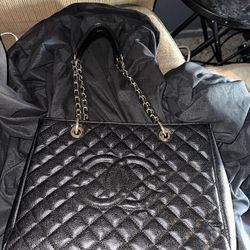 Chanel Got Gold Caviar Grand Shopping Bag 
