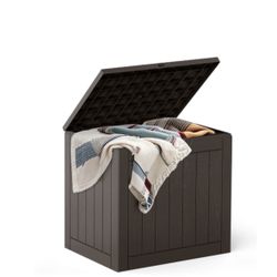 Deck Box With 31 Gallon Capacity, Weatherproof Resin Lockable Outdoor Storage Fo