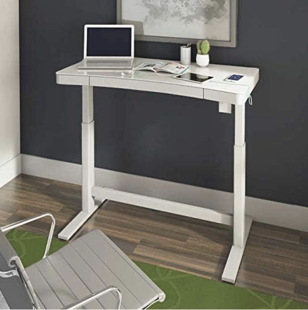 Tresanti Coastal Adjustable Height Standing Desk, White