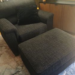 Oversized  Plush Chair And Ottoman Set