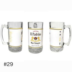 El Padrino Chingon Beer Mug Clear Glass 27 oz UV DTF White Design