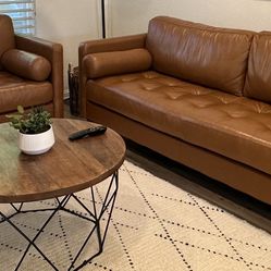 Genuine Leather Couch And Loveseat