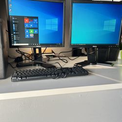 Dual Monitor Desktop Pc Computer Setup 