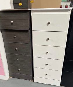Slim 5 drawer dressers (( each ( colors available