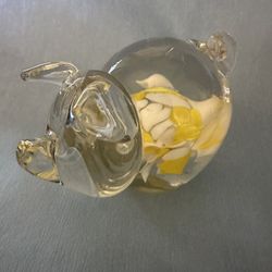 Glass Pig Paperweight  3 3/4 x 2 1/4