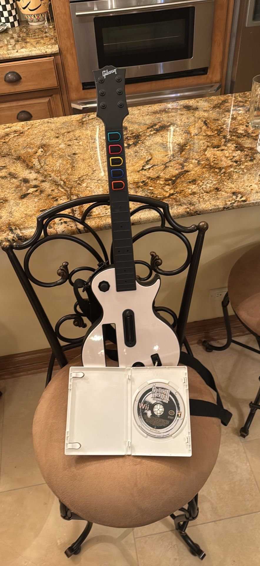 Guitar Hero Wii Bundle - White Gibson Guitar + Game (Blank Case) - $60