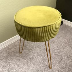 Mini Green Deco Stool Chair with Gold Legs - New