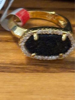 Gold Tone Black Drusy Ring