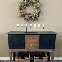 ❤️ black buffet cabinet mcm mid century modern brown boho two tone entryway 